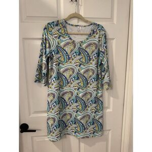 Lulu B women's mini dress colorful short sleeve bohemian feminine travel Sz L